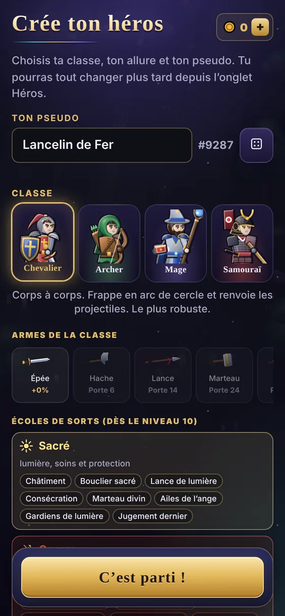 Création du héros